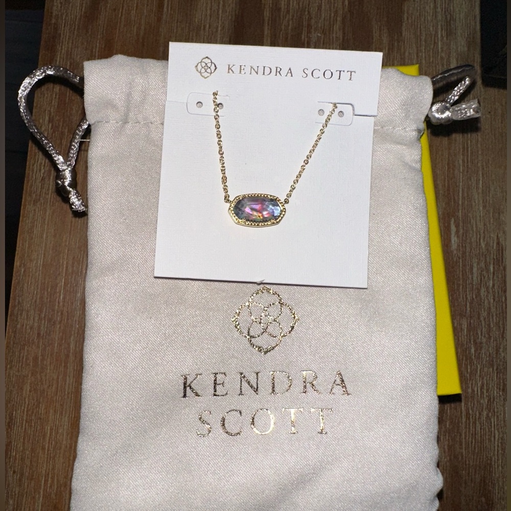 Kendra Scott Frame Elisa Necklace in Gold & Lilac Abalone Stone